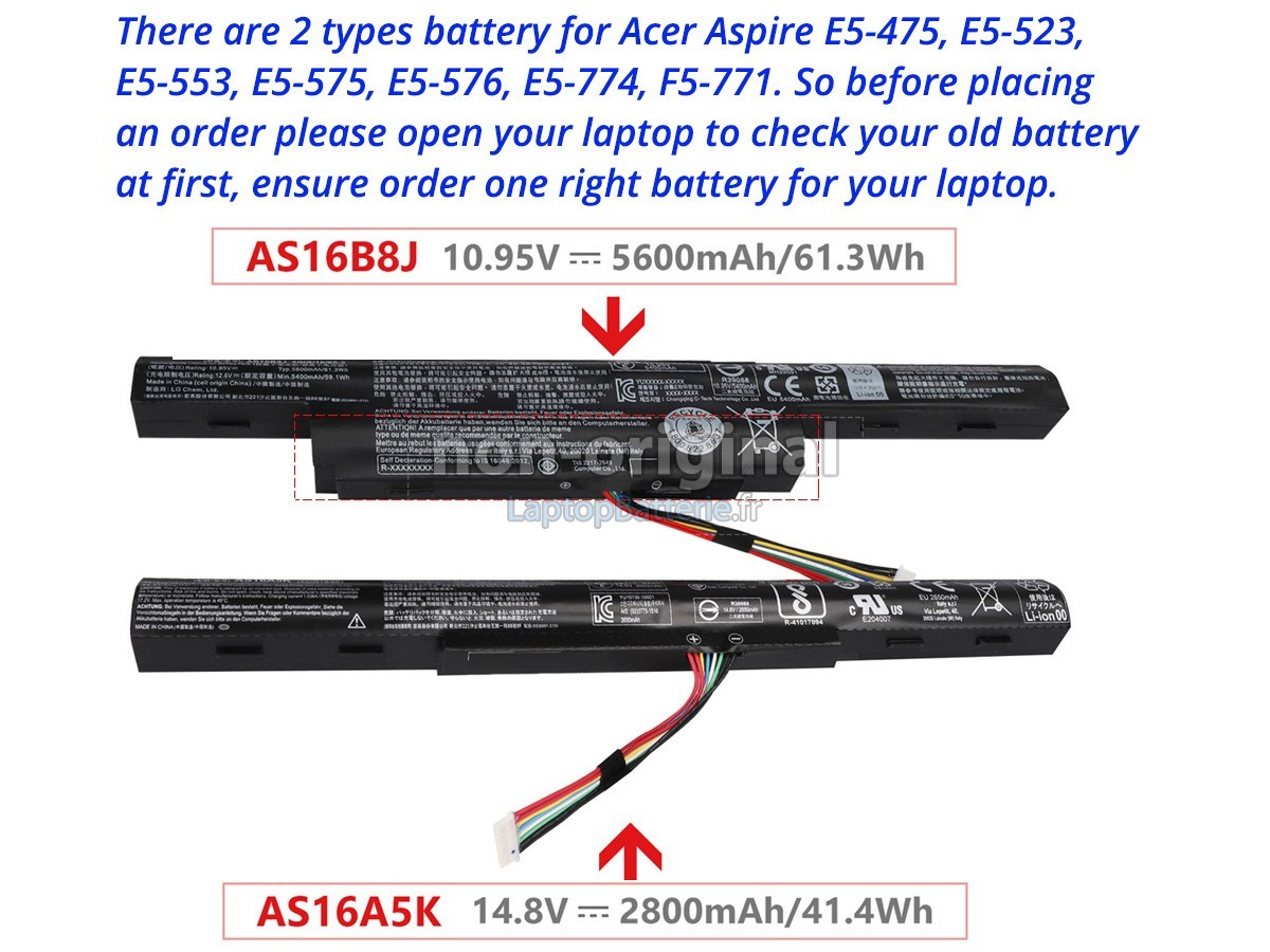 Batterie pour Acer Aspire E5-553G-12AY laptop
