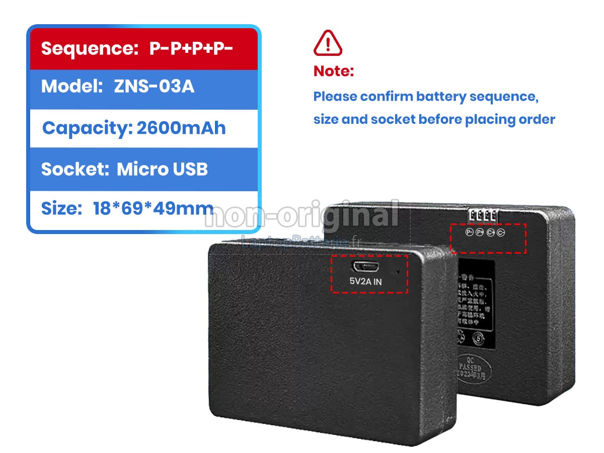 Batterie pour AolsteCell ZNS-03A