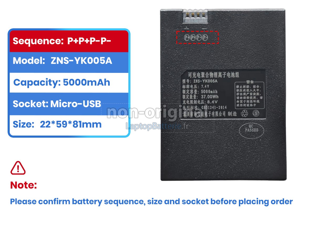 Batterie pour AolsteCell ZNS-YK005A