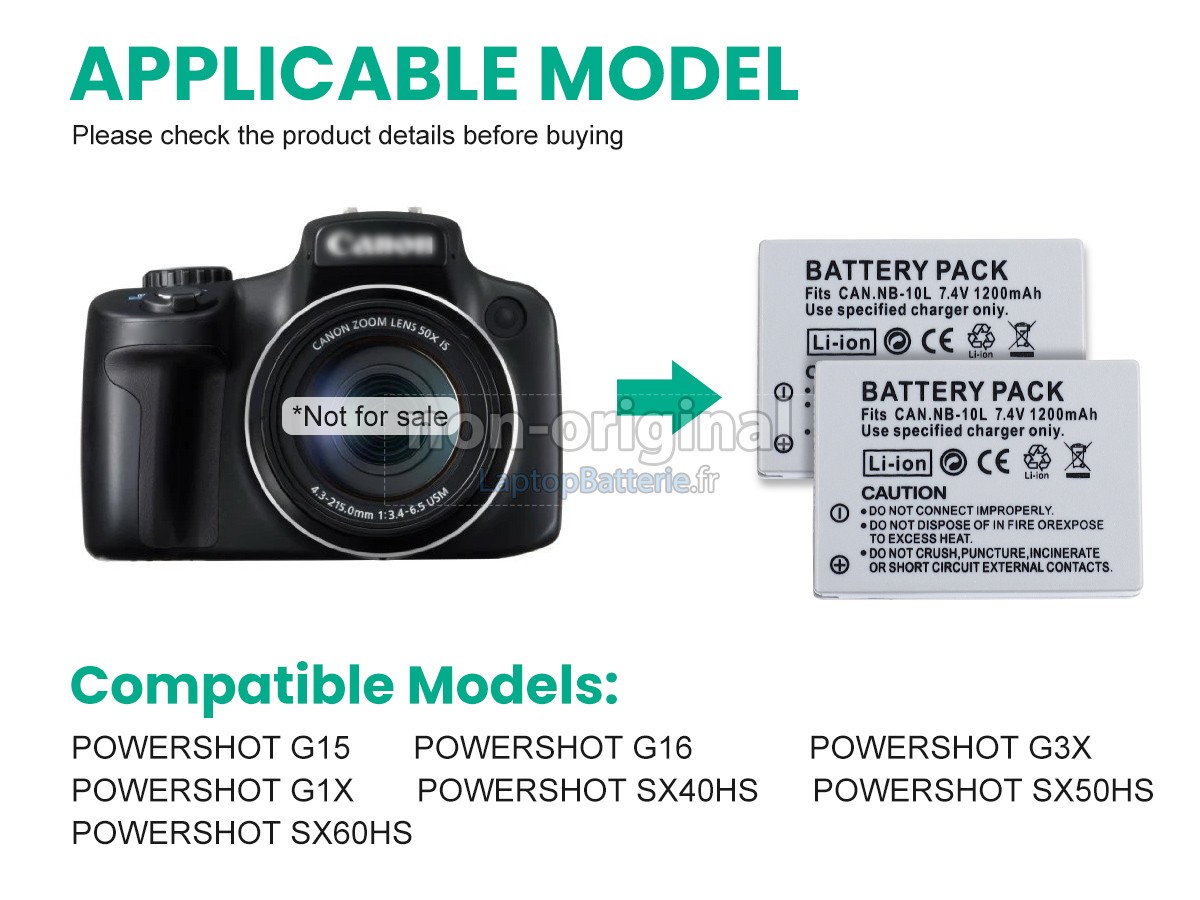 Batterie pour Canon POWERSHOT G15