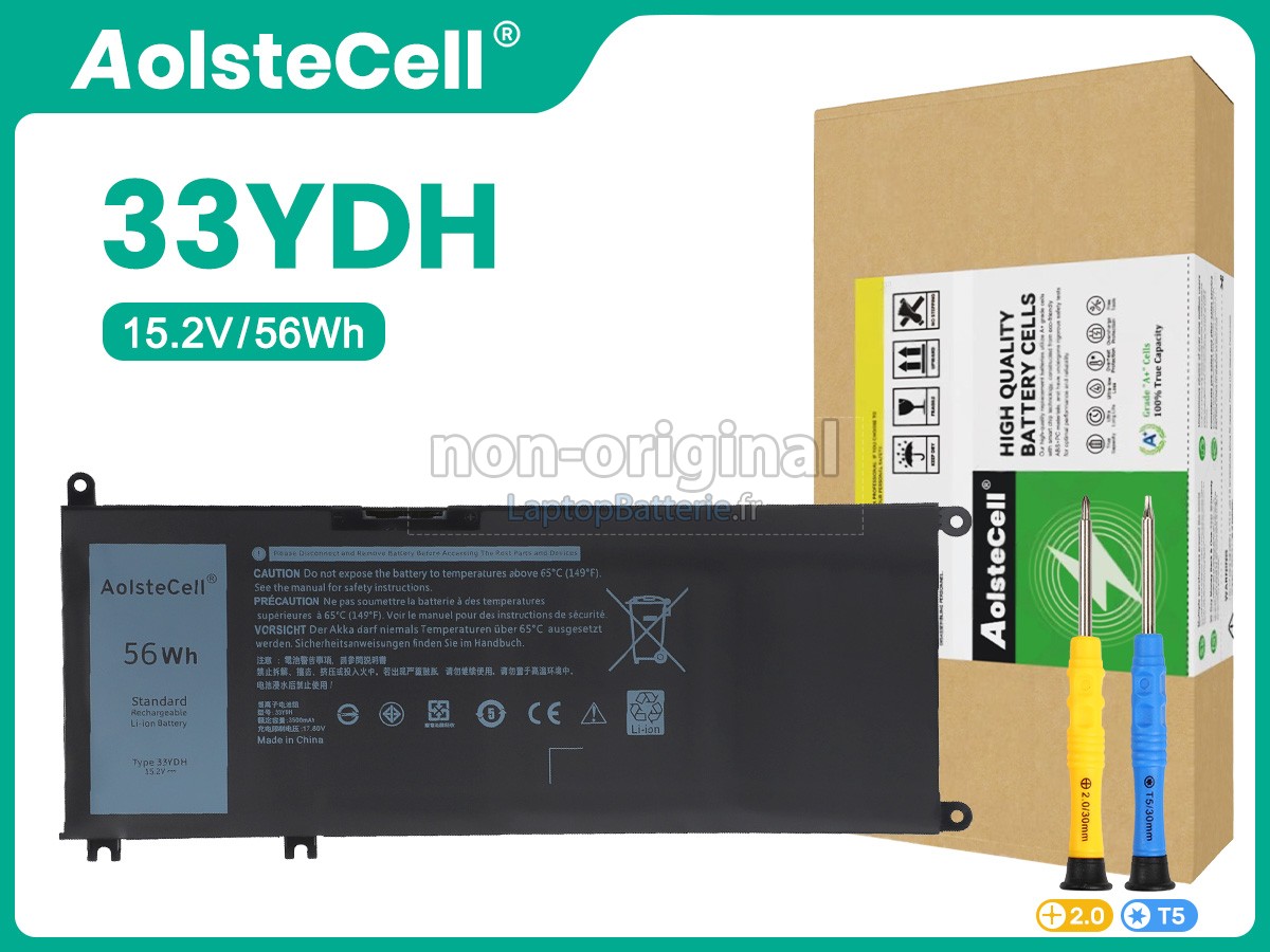 Batterie 56 Wh Type 33YDH Pour Ordinateur Portable Dell - Compatible Inspiron, Latitude, G3, G5, G7 - 15,2 V