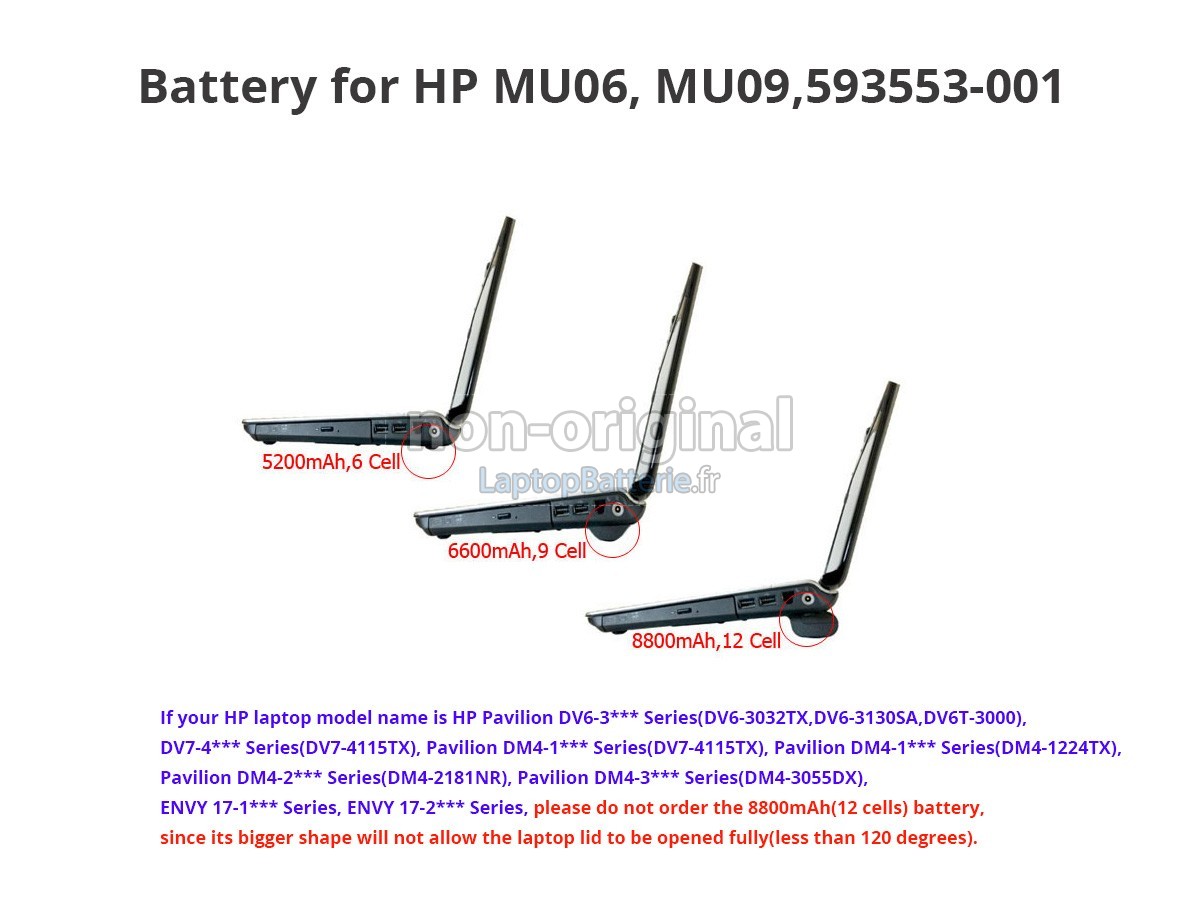 Batterie pour HP Pavilion DV7-6012TX laptop