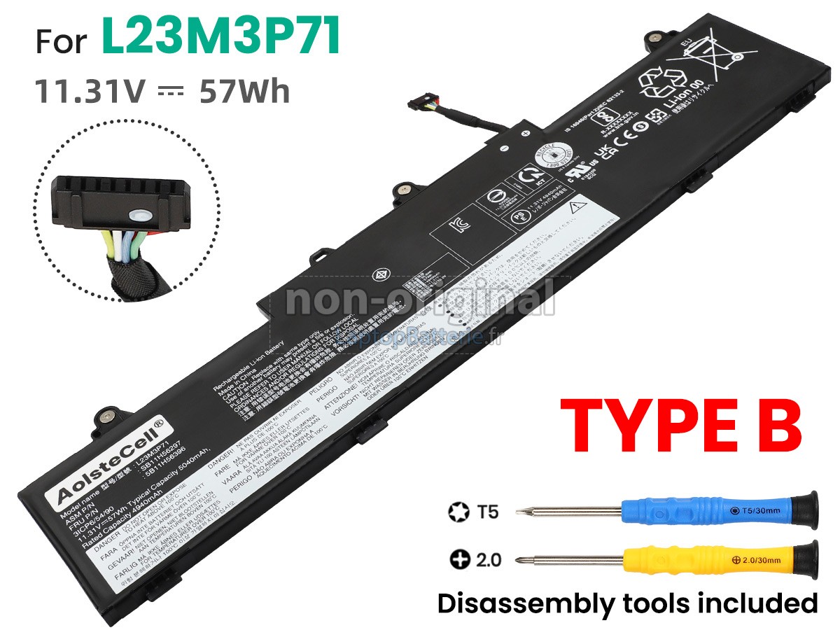 Batterie Pour Lenovo Thinkpad E16 Gen 1 - BLESYS L22X3PG4 - 47 Wh, 11.31V - Compatible Modèles L22D3PG4, Etc.